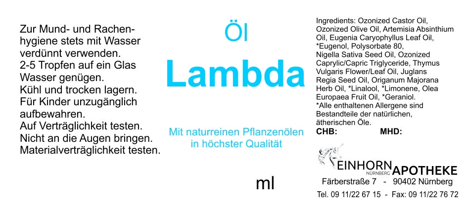 Öl Lambda 20,0g (auf VO Rizol Lambda genannt) Öl Lambda 20,0g (auf VO Rizol Lambda genannt)