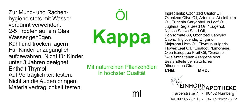 Öl Kappa 20.0g (auf VO Rizol Kappa genannt) Öl Kappa 20.0g (auf VO Rizol Kappa genannt)