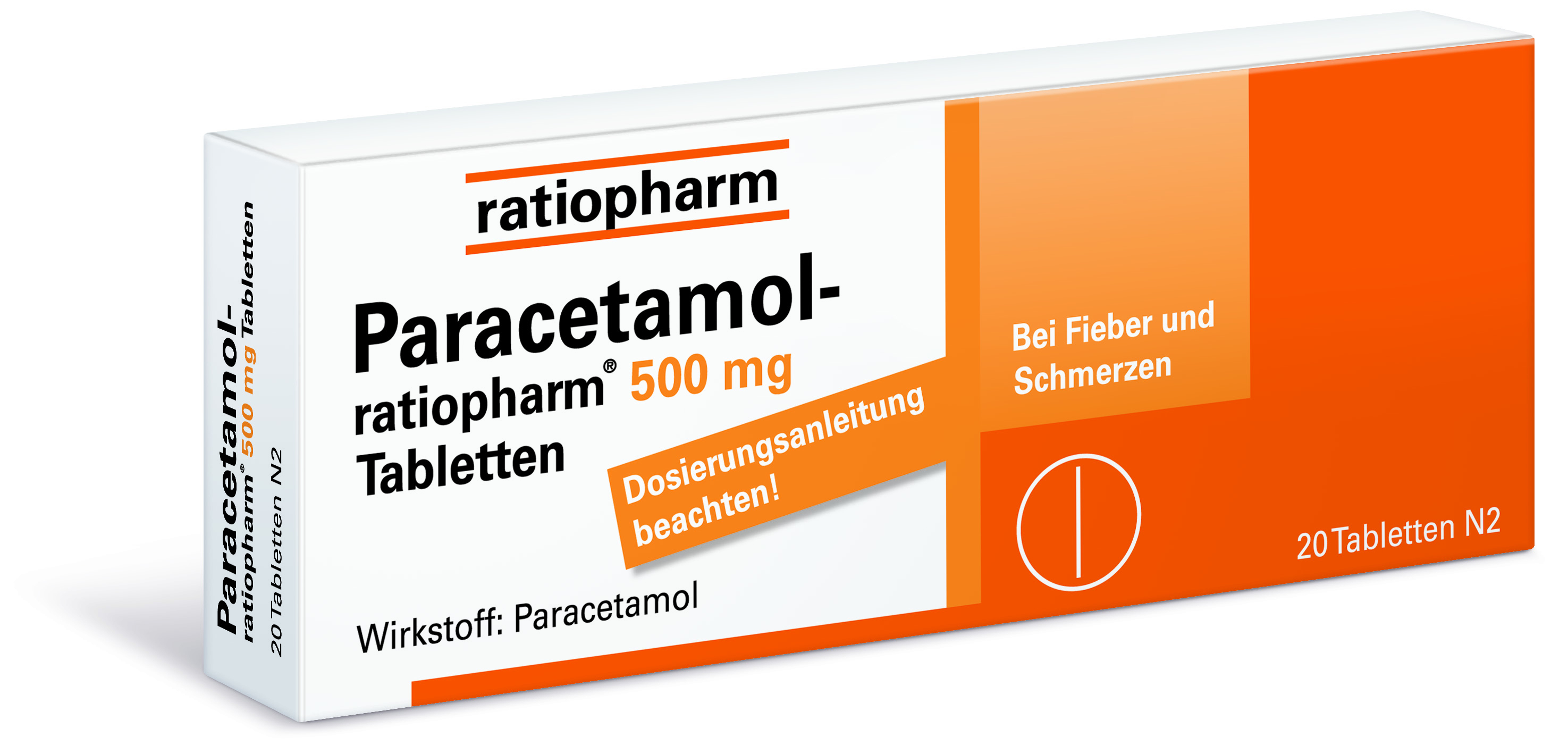 PARACETAMOL ratiopharm 500 mg Tabletten Verpackung Ratiopharm Paracetamol Tabletten