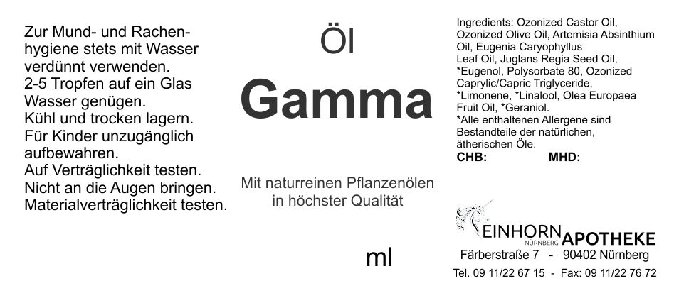 Öl Gamma 20.0g (auf VO Rizol Gamma genannt) Öl Gamma 20.0g (auf VO Rizol Gamma genannt)