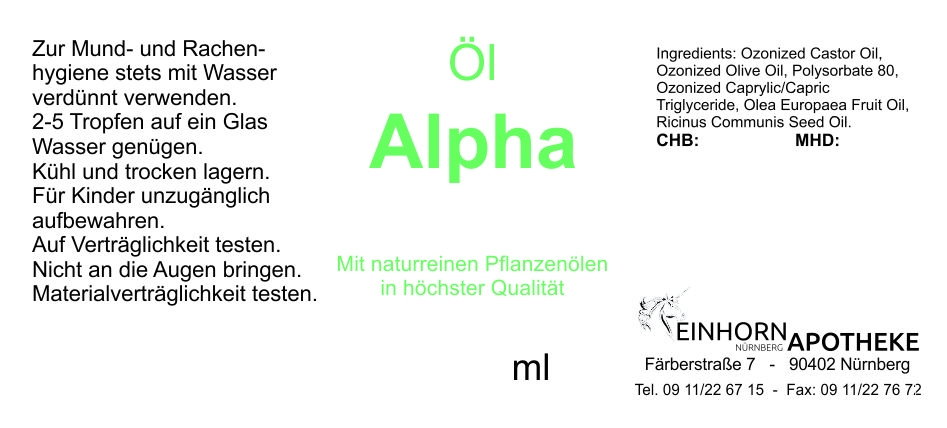 Öl Alpha 20,0g (auf VO Rizol Alpha genannt) Öl Alpha 20,0g (auf VO Rizol Alpha genannt)